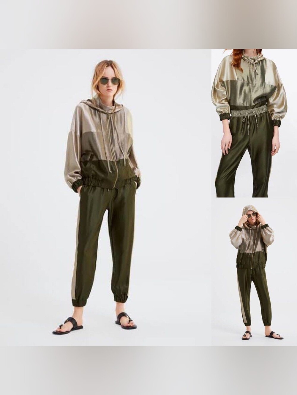 Zara Satin Drawstring Track Suit 2pcs Set